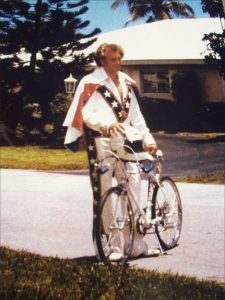 Evel Knievel outside his home