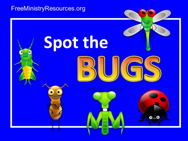 Title slide for Spot the Bugs PowerPoint game