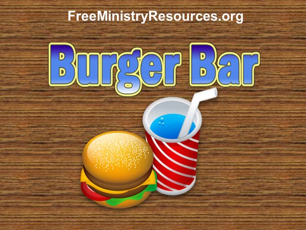 Title slide for Burger Bar PowerPoint game