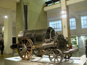 Stephenson's Rocket as preserved in the Science Museum, London.