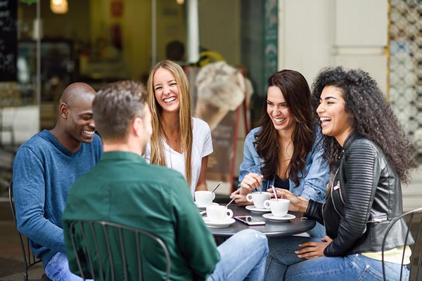 A group of modern twenty-something men and women