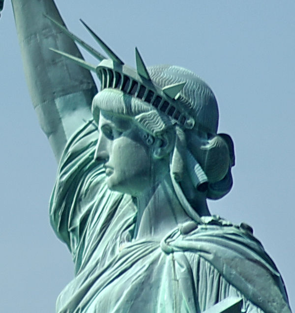 The upper part of the Statue of Liberty