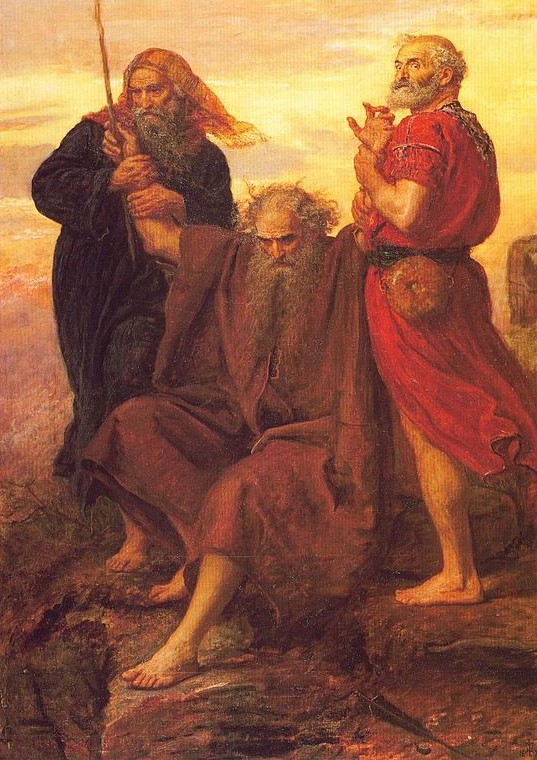 Moses being supported in prayer by two men holding up his arma